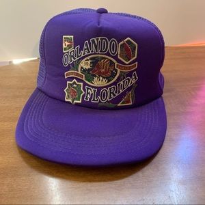 VTG. Purple Trucker Hat with frontlogo Orlando Florida , SnapBack hat adjustable